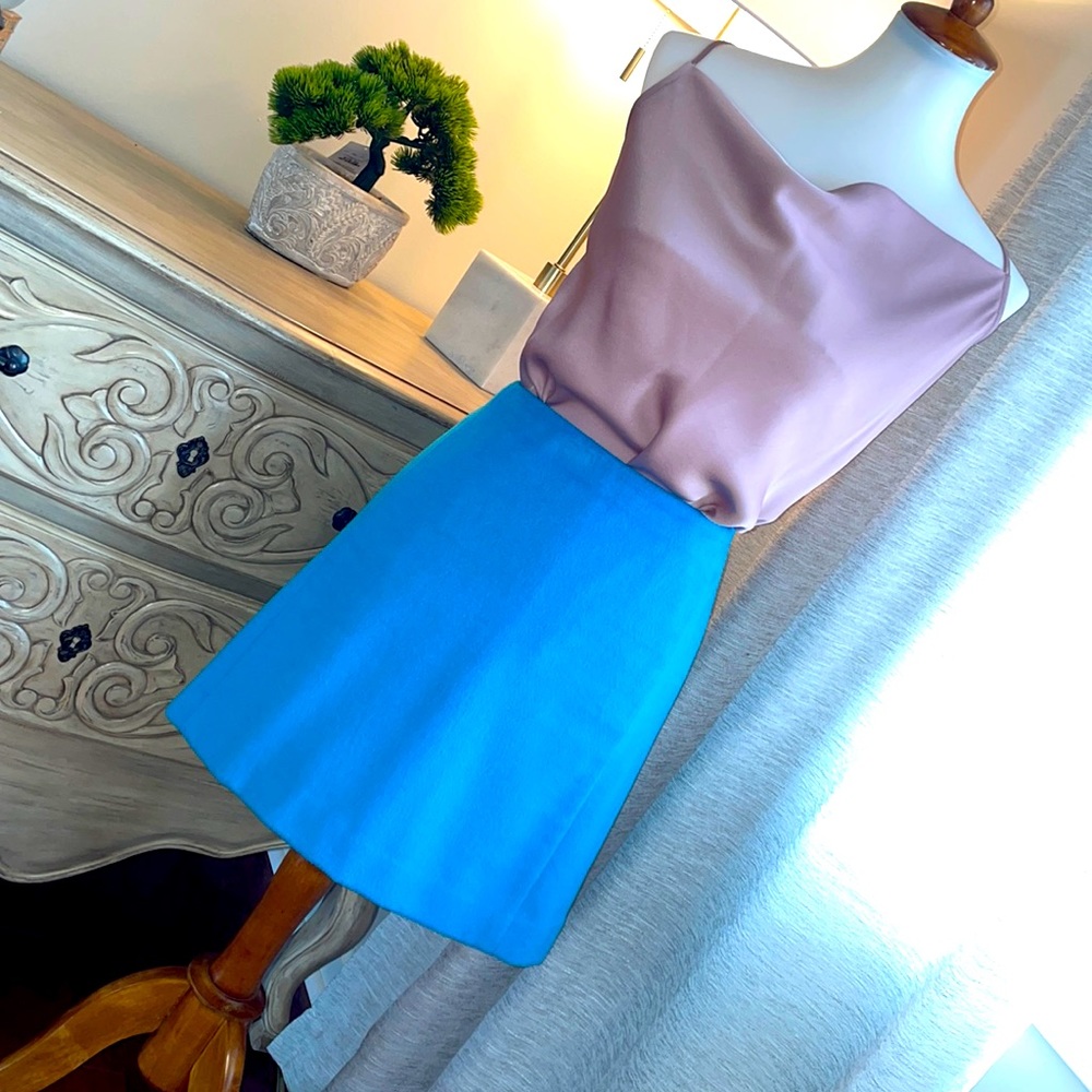 Vibrant blue color will mini skirt